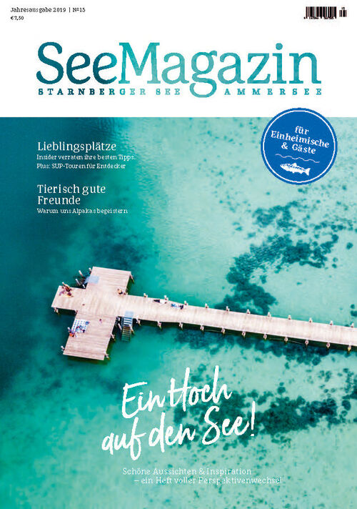 SeeMagazin 2019 Cover des SeeMagazins 2019 mit einer Drohnenaufnahme des Starnberger See