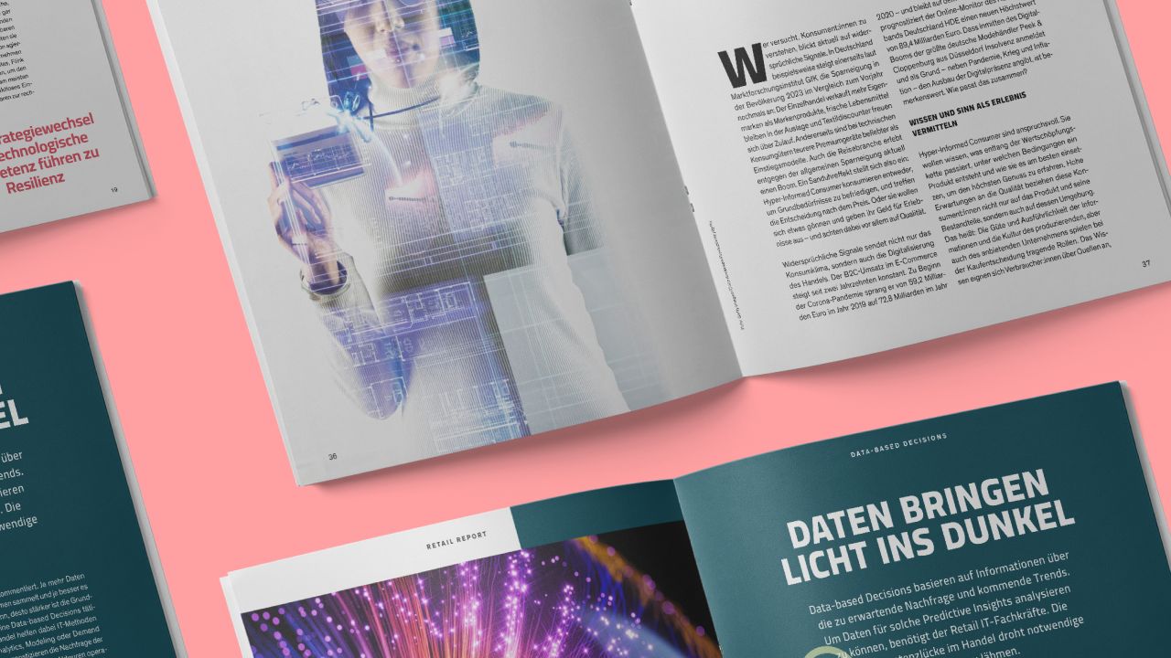 Aufgeschlagene Doppelseiten aus dem "Retail Report" des Zukunftsinstituts